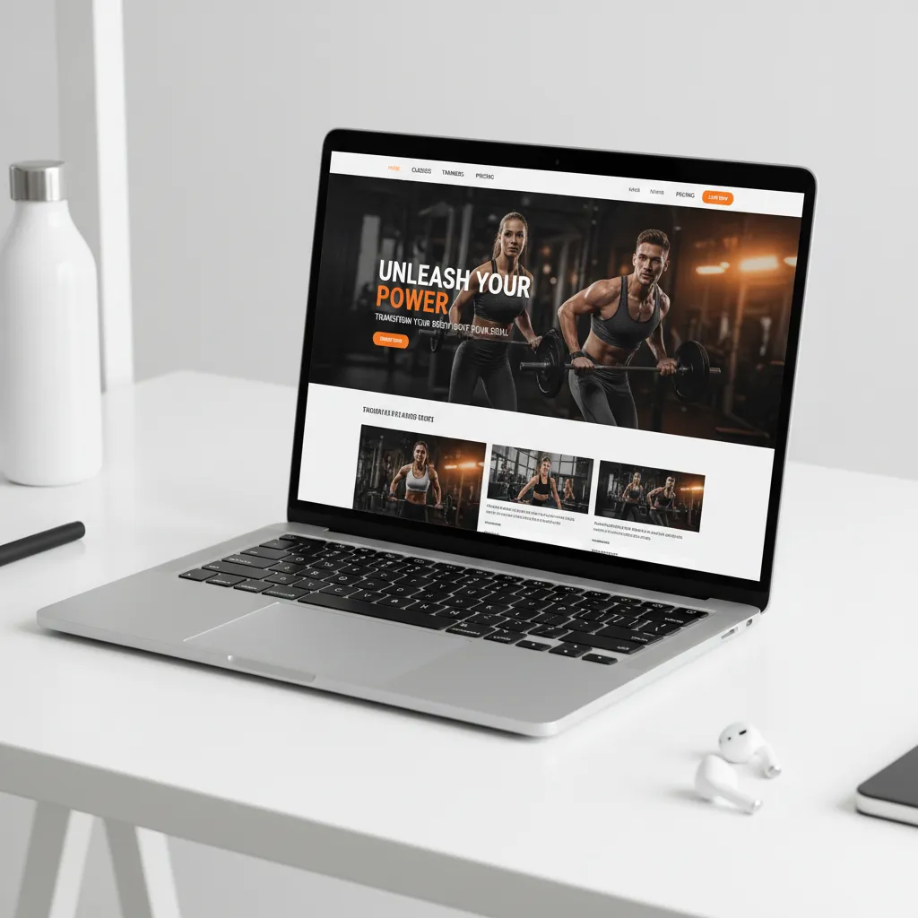 Fitness studio landing page mockup