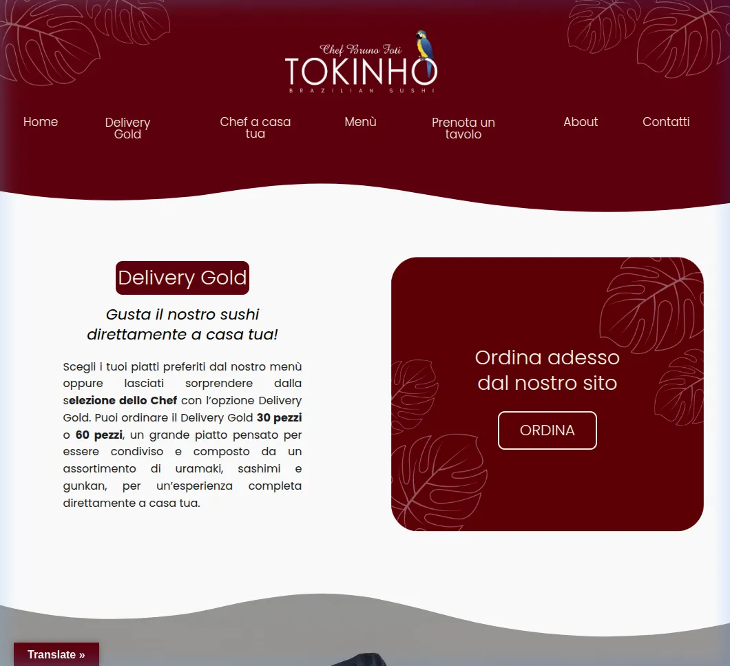 Tokinho Brazilian Sushi restaurant website